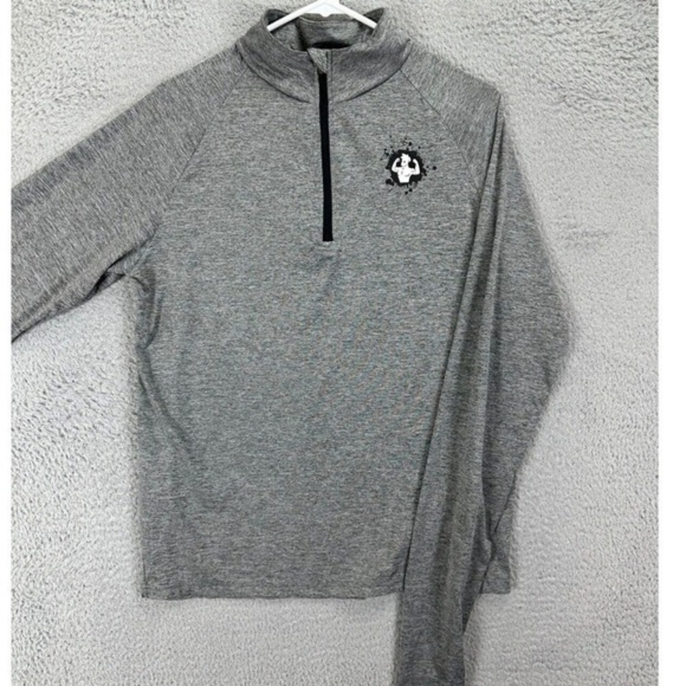 Rugged Maniac Pullover Shirt Adult Small Grey Quarter Zip Workout Activewear Men